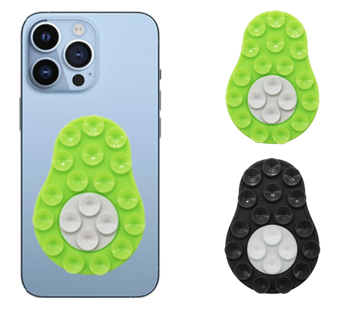 DHAFDLWL 2PCS Silicone Suction Phone Case Mount Hands-Free Strong Grip Holder Non Slip Suction Cup Phone Mount with Adhesive Backing Sticky Phone Grip for iPhone and Android for Selfies and Videos